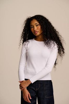 Grayson - Long Sleeve Cotton Jersey Top in White