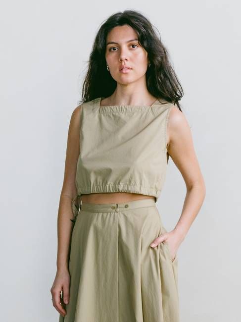 Karu Top, Organic Poplin, Khaki