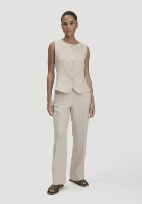 Straight leg trousers in pure linen