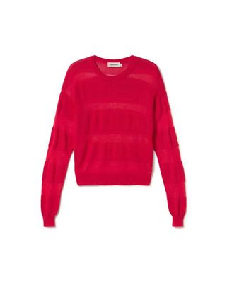 Roter halbtransparenter Strickpullover Be