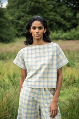 Elowen-Cay Organic Cotton Top in Pastel Gingham