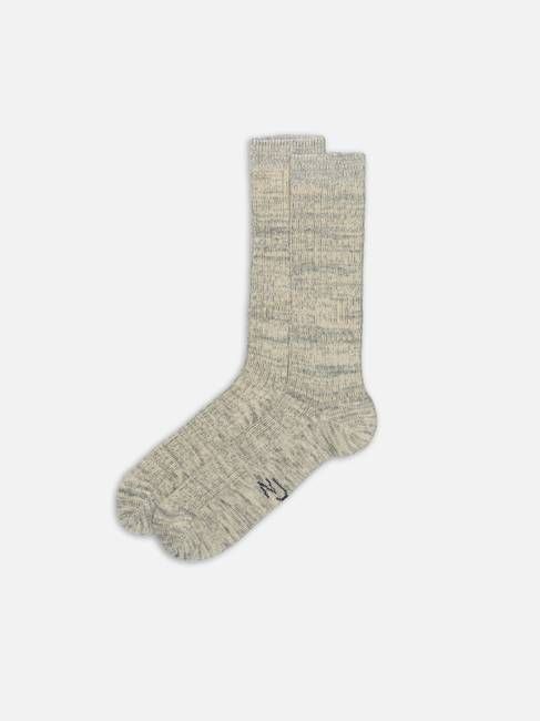 Rasmusson Mens Rib Sock Beigemelange cotton | Nudie Jeans