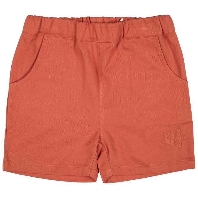 Embroidered Pull-On Shorts - Orange