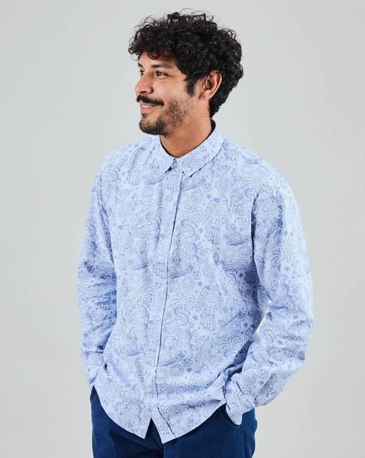 Asis Percales Crocodylus Regular Shirt Blue