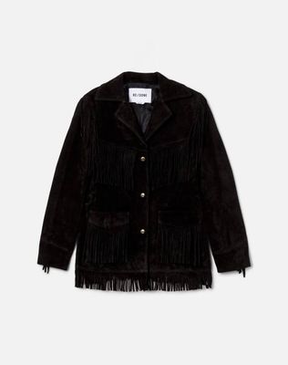 Suede Fringe Jacket - Black
