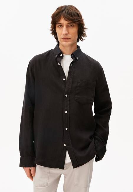 LINEN LONGSLEEVE SHIRT | black
