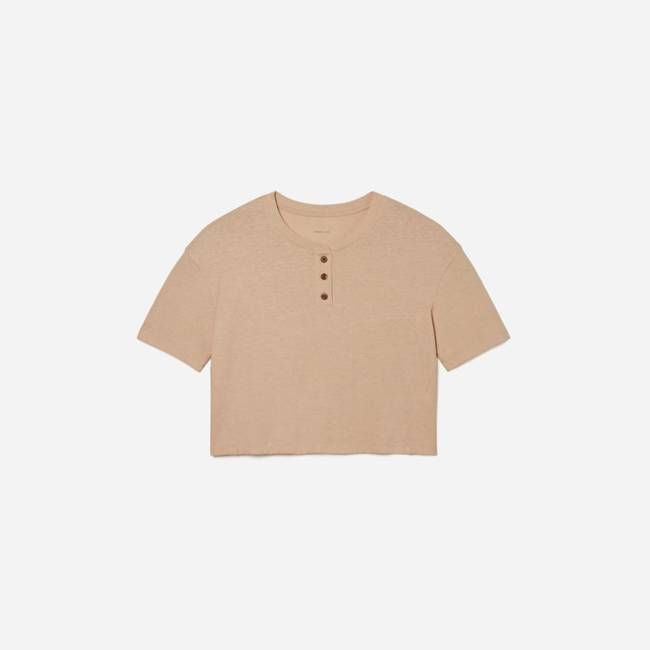 The Vintage Henley Hemp Tee | Hazelnut