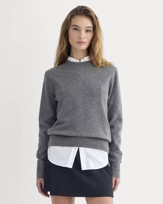 Cashmere Slim Crew Sweater | Heather Charcoal
