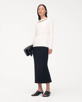 Compact Cutout Knit Top | Off White