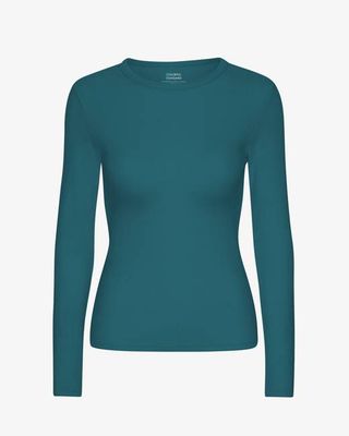 Women Organic Rib LS T-Shirt - Ocean Green
