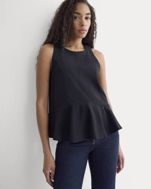 Sleeveless Peplum Top | Black