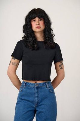 Greta - Cropped Cotton Top in Black