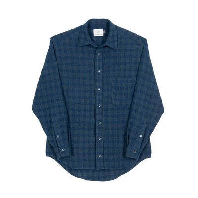 Wool Blend Shirt- Indigo Wool Plaid