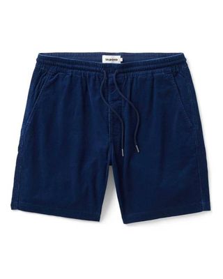 The Apres Short in Rinsed Indigo Pincord
