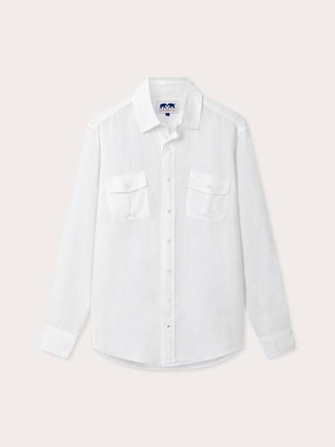 Men's White Andros Linen Shirt