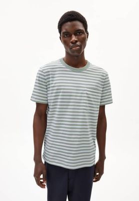 MAARKOS POCKET STRIPES | seagreen-broken white