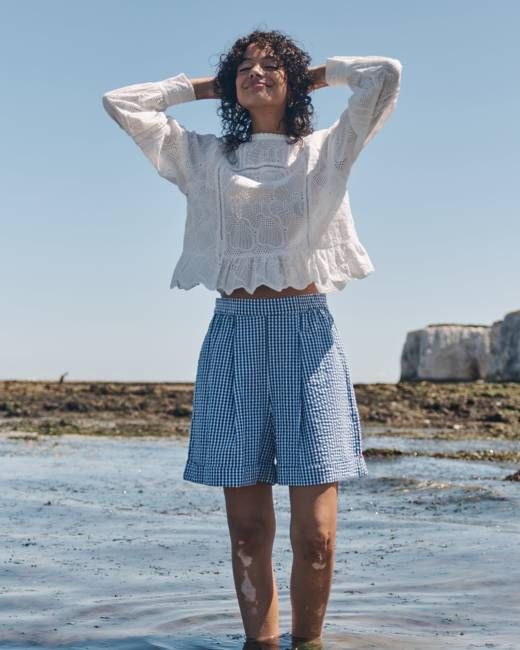 Lowie Gingham Embroidered Shorts