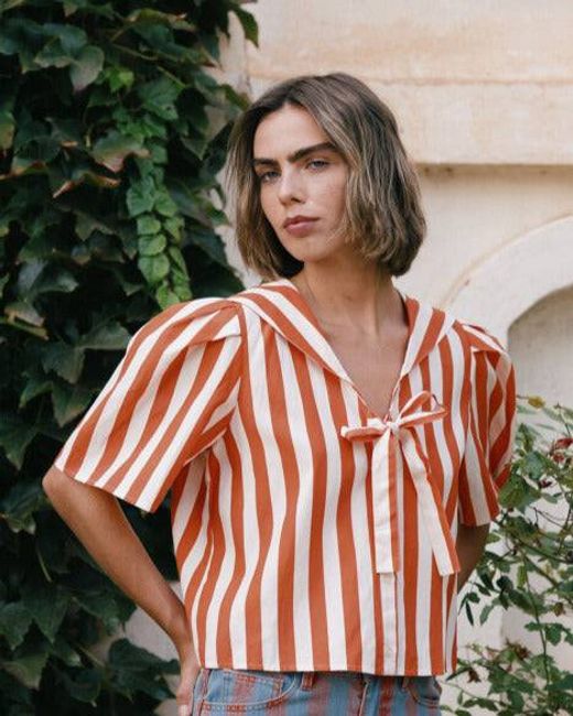 Tiny Big Sister Striped Sailor Blouse