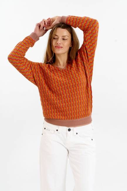 CLOVER Organic Cotton Pointelle Jumper - Coffee