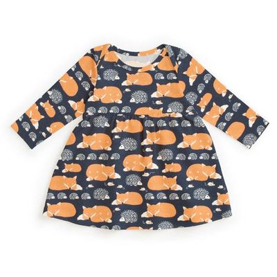 Lausanne Baby Dress - Foxes & Hedgehogs Night Sky