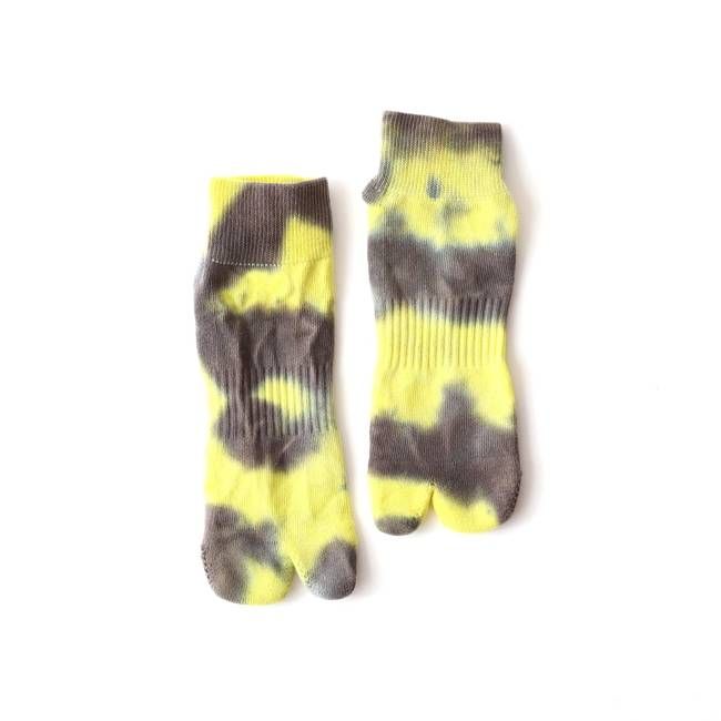 NODAL Tabi Sock – Tie Dye Yellow/Charcoal | Made in Japan