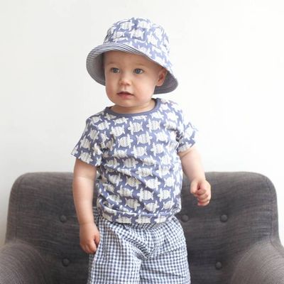 Summer Shorts (Seersucker Check) - Indigo