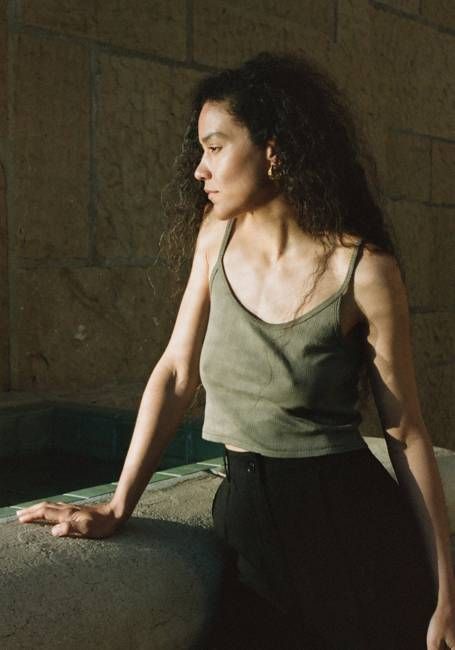 Crop Pointelle Camisole Sage