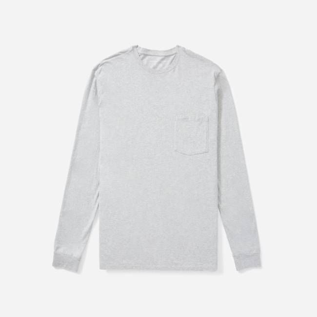 The Organic Cotton Long-Sleeve Pocket Tee |  Heathered Grey