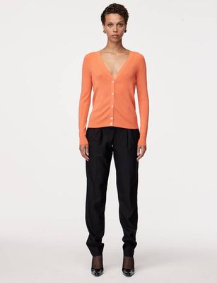 Ribbed Cardigan | Tangerine