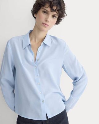Shrunken Top in Washable Silk | Open Air Blue