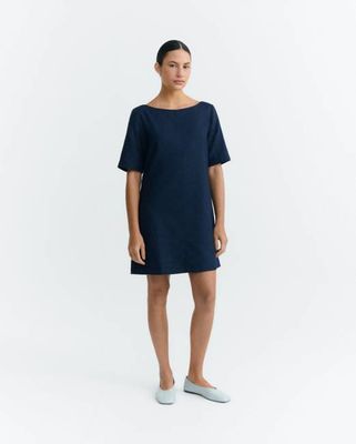 Kurzes Kleid aus marineblauem Hanf Kieran