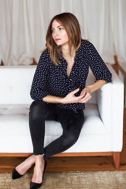Ribbons Blouse - Navy Dot
