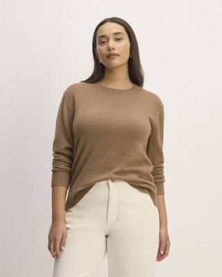 The Classic Crew in Cashmere | Heathered Brown