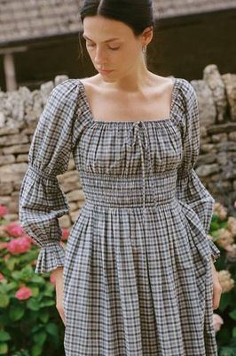 The Adelia Dress | Slate Gingham