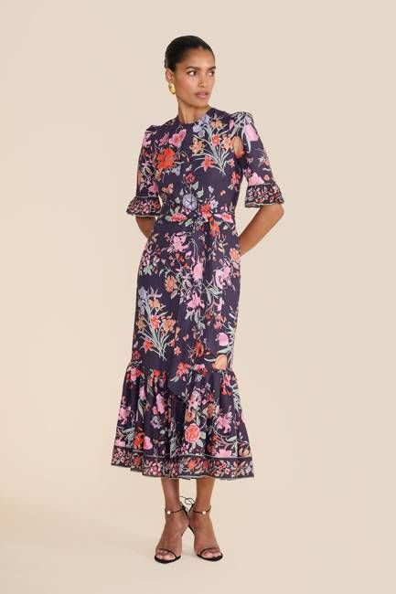 Aster Navy Floral Bouquet Dress