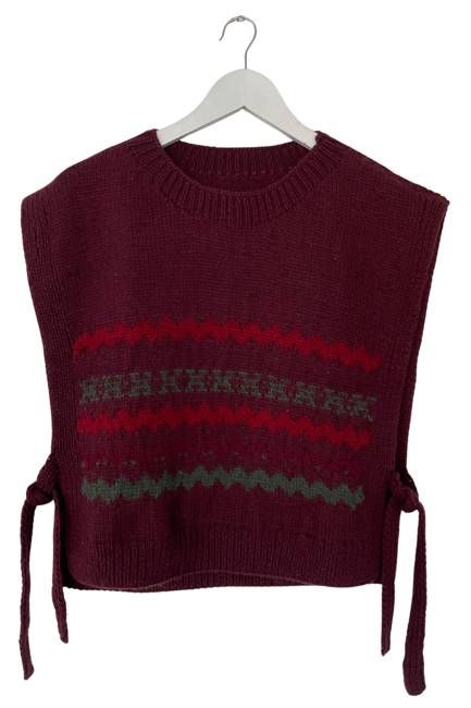 Knitted Wool Vest Dark Plum