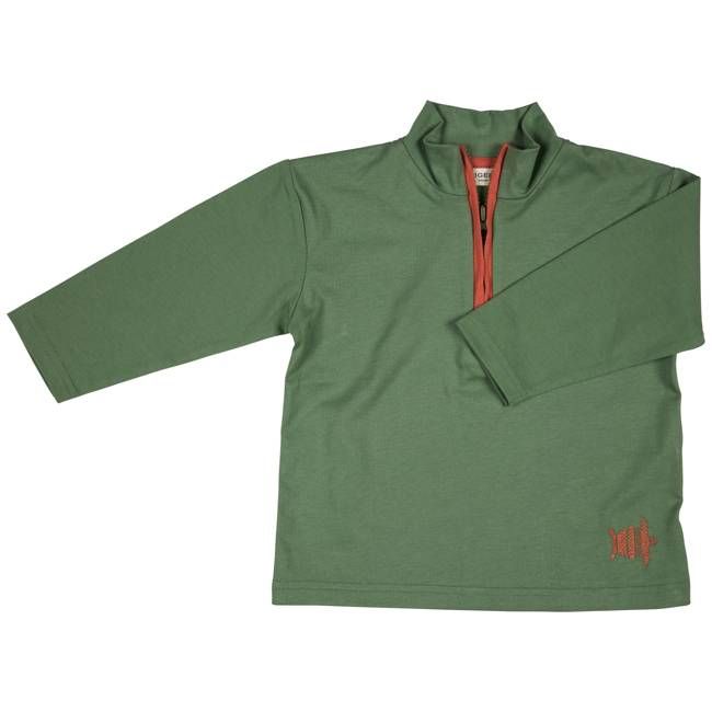 Half-Zip Jersey Top - Green