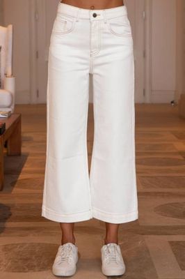 Denim Wide Leg Crop Jean | Ecru