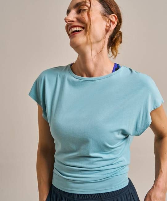 Bam Tie Back Short Sleeve Top Oceanic Blue