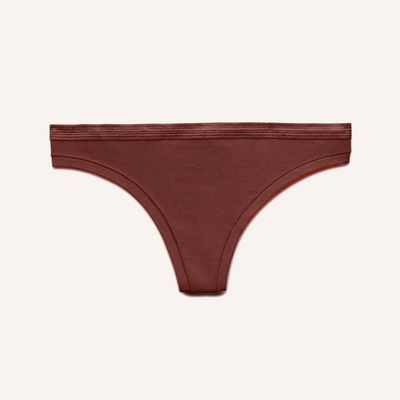Organic Cotton Low-Rise Thong in Cacao