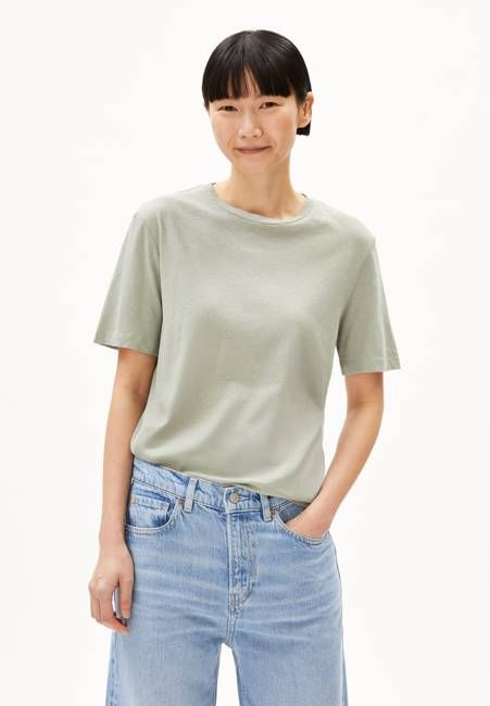 LUALAA LINEN BLEND T-SHIRT | seagreen