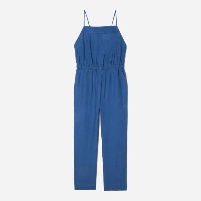 The Linen Shoestring Jumpsuit | Deep Blue