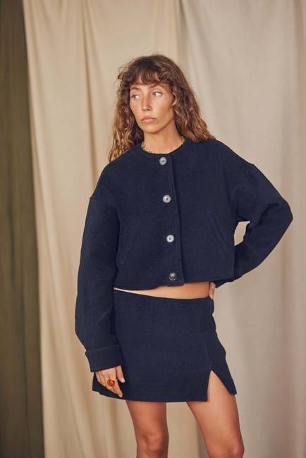Black Organic Cotton Crop Jacket