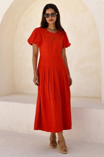 Suki Linen Dress | Red
