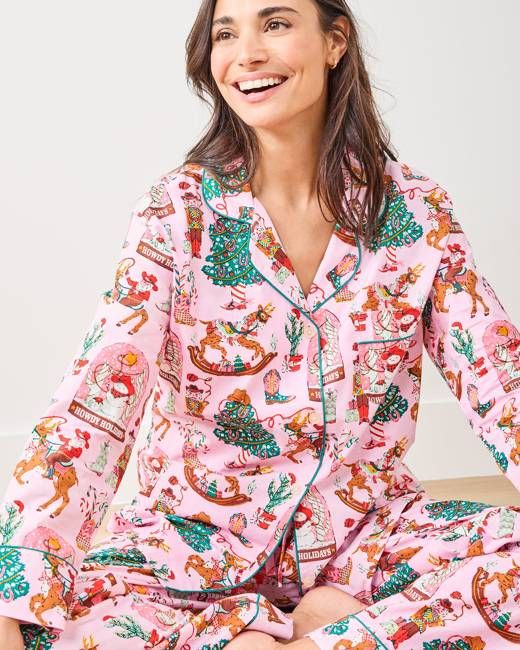 Cowboy Christmas - Long PJ Set - Pink Boots