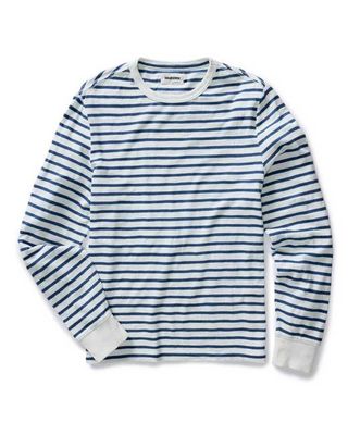 The Organic Cotton Long Sleeve Tee in Indigo Stripe