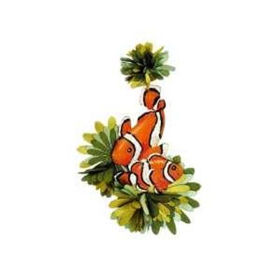 Clownfisch-Brosche — handgefertigte, nachhaltige Totumo-Statement-Anstecknadel