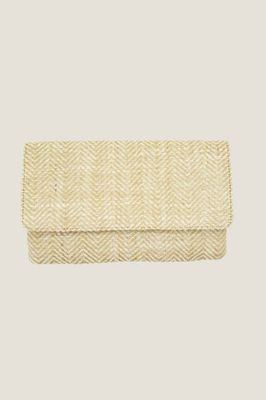 Heringbone Jute Clutch | Natural/White