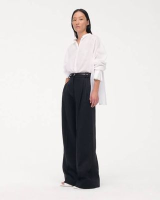 Linen Pleated Trouser | Black
