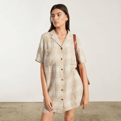 The Linen Workwear Dress | Iced Coffee Grid